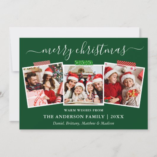 書道クリスマス3フォトクラフトテープグリーン シーズンカード (正面)