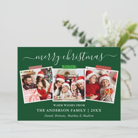 書道クリスマス3フォトクラフトテープグリーン シーズンカード (スタンド正面)