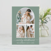 書道クリスマス3写真アーチセージ緑 シーズンカード (スタンド正面)