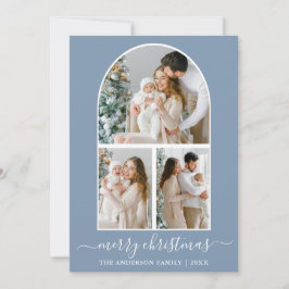 書道クリスマス3写真アーチダスティブルー シーズンカード