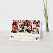 書道クリスマス5フォトホリーベリー金ゴールド 箔シーズンカード (正面)