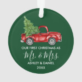 書道クリスマス・レッド・トラック・グリーン夫人 オーナメント (裏面)