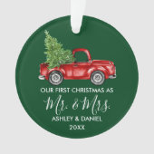 書道クリスマス・レッド・トラック・グリーン夫人 オーナメント (正面)