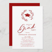 書道グラッドキャップクリムゾン卒業パーティー 招待状 (正面/裏面)