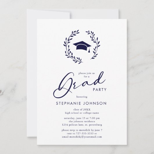 書道グラッドキャップリース海軍卒業会 招待状 (正面)