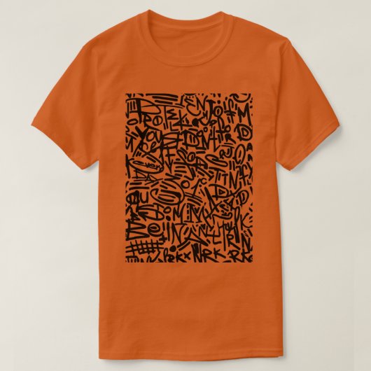 書道グラフィティ通りアートアーバンパターン Tシャツ (デザイン正面)