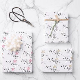 書道グリッター雪片クリスマス ラッピングペーパーシート