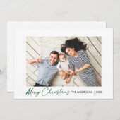 書道グリーンインクスクリプトクリスマスフォト シーズンカード (正面/裏面)