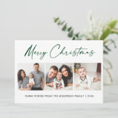 書道グリーンインクスクリプト3写真クリスマス シーズンカード (スタンド正面)
