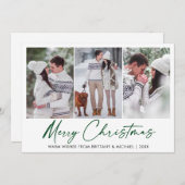 書道グリーンインクペンクリスマス3フォトカップル シーズンカード (正面/裏面)