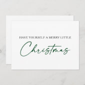 書道グリーンインクペンミニマリストクリスマス シーズンカード (正面/裏面)