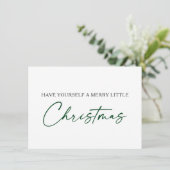 書道グリーンインクペンミニマリストクリスマス シーズンカード (スタンド正面)