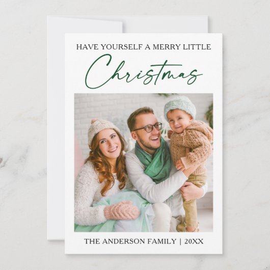 書道グリーンインクペン写真ミニマリスト シーズンカード (正面)