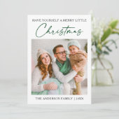 書道グリーンインクペン写真ミニマリスト シーズンカード (スタンド正面)