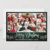 書道グリーンウッドホリー5写真クリスマス シーズンカード (正面)