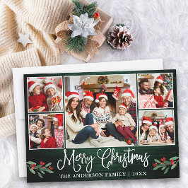 書道グリーンウッドホリー5写真クリスマス シーズンカード