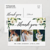 書道グリーンフラワーウェディングフォトサンキュー ポストカード (正面/裏面)