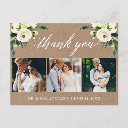 書道グリーンフローラ結婚ズサンキュークラフト ポストカード (正面)