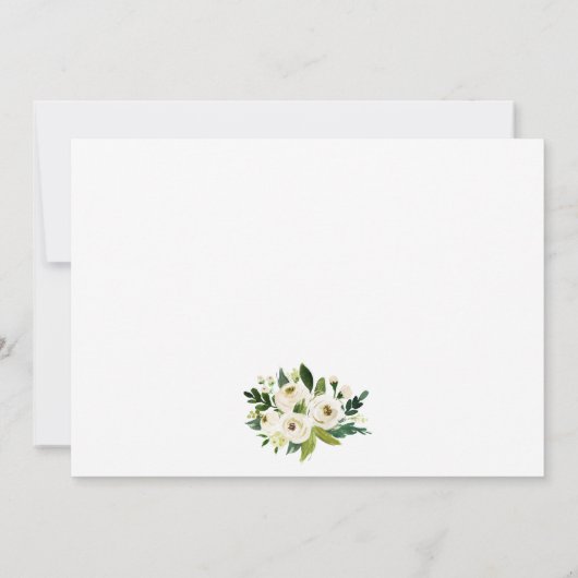 書道グリーンホワイトフローラ結婚の3枚の写真 サンキューカード (裏面)