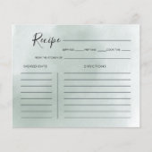 書道グリーンホワイトブライダルシャワーレシピカード (正面)