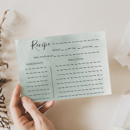 書道グリーンホワイトブライダルシャワーレシピカード