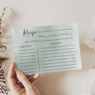 書道グリーンホワイトブライダルシャワーレシピカード