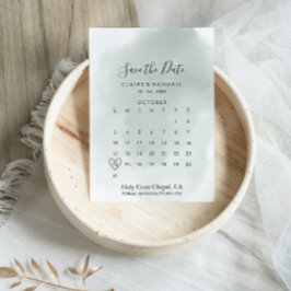 書道グリーンホワイト日付カレンダーを保存 セーブザデート