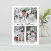 書道グリーンメリークリスマス3フォトカップル シーズンカード (スタンド正面)