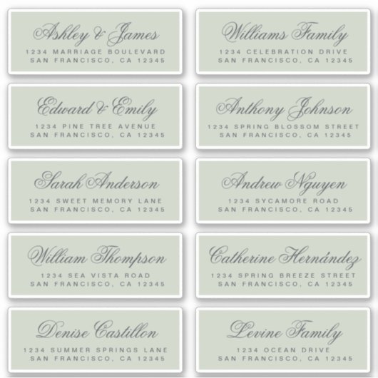 書道グリーン結婚ズゲスト住所 シール (正面)