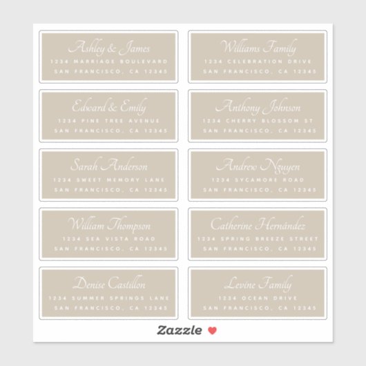 書道ゲスト住所 シール注文ON 8"または6" シール (シート)