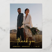 書道ゴールドフォイルありがとう |の結婚写真 箔シーズンカード (正面)