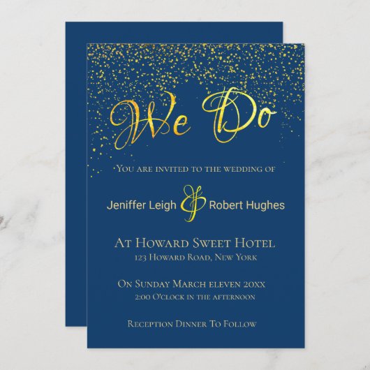 書道ゴールドフォイル結婚式招待状 招待状 (正面/裏面)