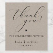 書道サンキュークラフト紙プリント結婚ズ ワインラベル (シングルラベル)