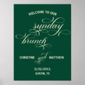 書道サンデーエレガントブランチティール(緑がかった色)へようこそ ポスター (正面)