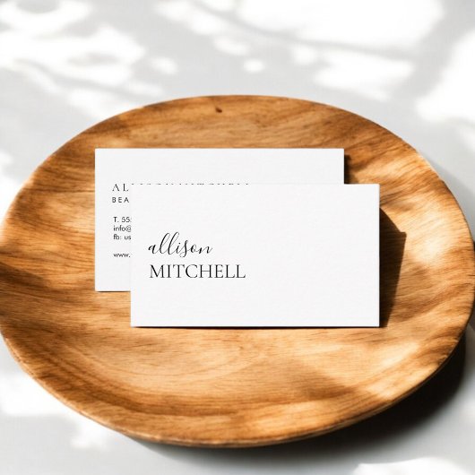 書道シックガーリーミニマリストホワイト 名刺