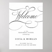 書道シックモダンリハーサルディナーウェルカム ポスター (正面)