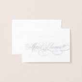 書道シルバーが私のメイド・オブ・オーナー（花嫁付き添い人） 箔カード (封筒付き正面)