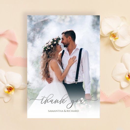 書道シルバースクリプトありがとうご結婚ざいました サンキューカード