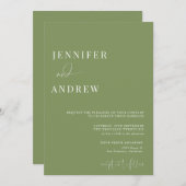 書道シンプルエレガントモダン結婚の 招待状 (正面/裏面)