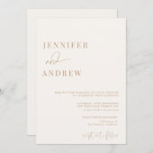 書道シンプルエレガントモダン結婚の 招待状 (正面/裏面)