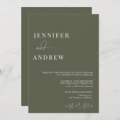 書道シンプルエレガントモダン結婚の 招待状 (正面/裏面)