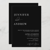 書道シンプルエレガントモダン結婚の 招待状 (正面/裏面)