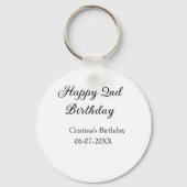 書道シンプルミニマルハッピーセカンド誕生日 キーホルダー (裏面)