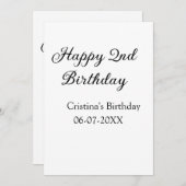 書道シンプルミニマルハッピーセカンド誕生日 シーズンカード (正面/裏面)