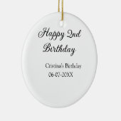 書道シンプルミニマルハッピーセカンド誕生日 セラミックオーナメント (右)