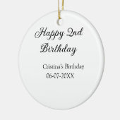 書道シンプルミニマルハッピーセカンド誕生日 セラミックオーナメント (左)