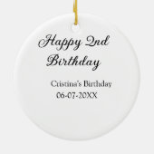 書道シンプルミニマルハッピーセカンド誕生日 セラミックオーナメント (裏面)