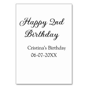 書道シンプルミニマルハッピーセカンド誕生日 テーブルナンバー