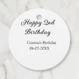 書道シンプルミニマルハッピーセカンド誕生日 フェイバータグ