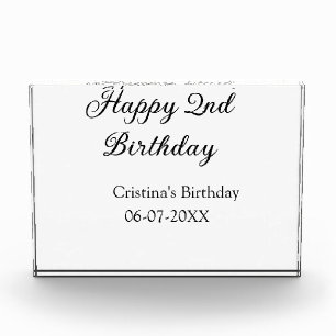 書道シンプルミニマルハッピーセカンド誕生日 フォトブロック